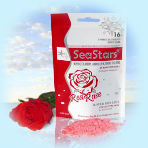 Crystal Mineral Bath Salts with RED Rose Black Sea Stars